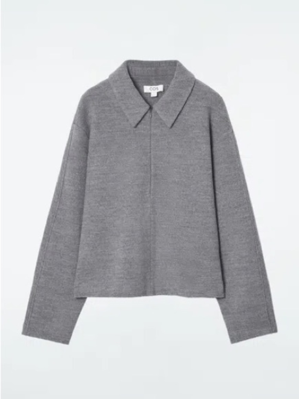 COS Grey Collared Knit Wool Sweater
